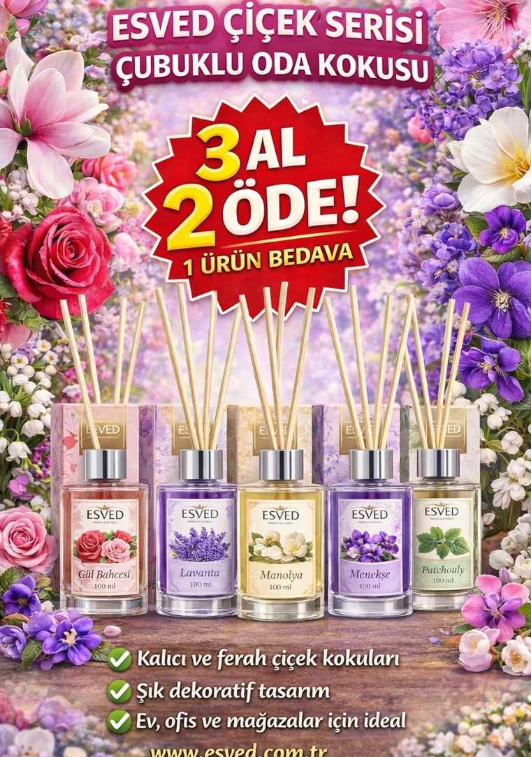 Çubuklu Oda Kokusu 100 ml. Çiçek Serisi kategorili ürünlerden, en az 3 adet alana, 1 tanesi hediye.