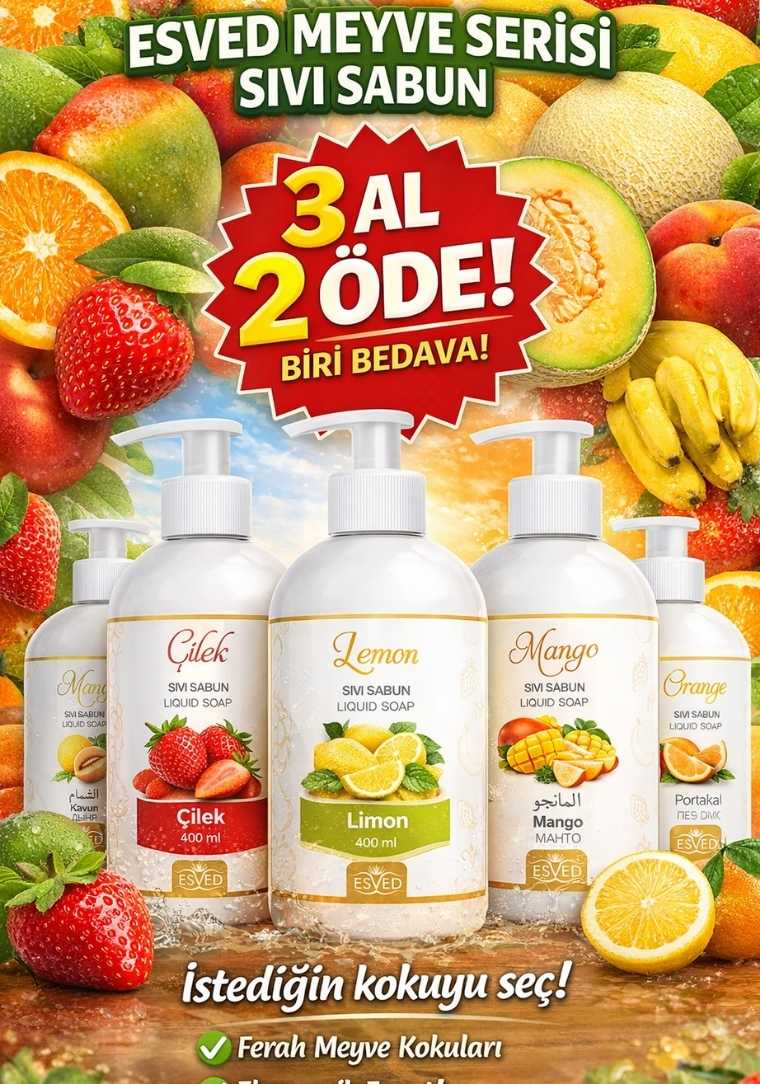 Sıvı Sabun 400 ml. Pompalı Meyve Serisi kategorili ürünlerden, en az 3 adet alana, 1 tanesi hediye.