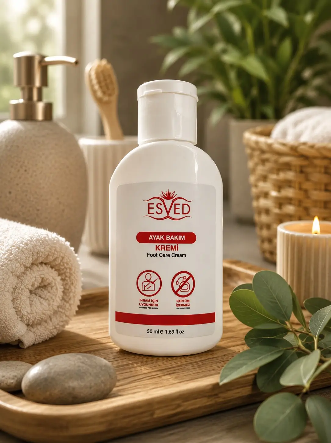 Esved Kokusuz ve Alkolsüz Ayak Kremi 50 ML Beyaz Şişe