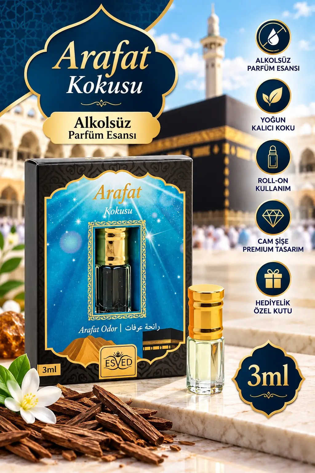 Arafat Kokusu 3 ml. Alkolsüz Parfüm Esansı