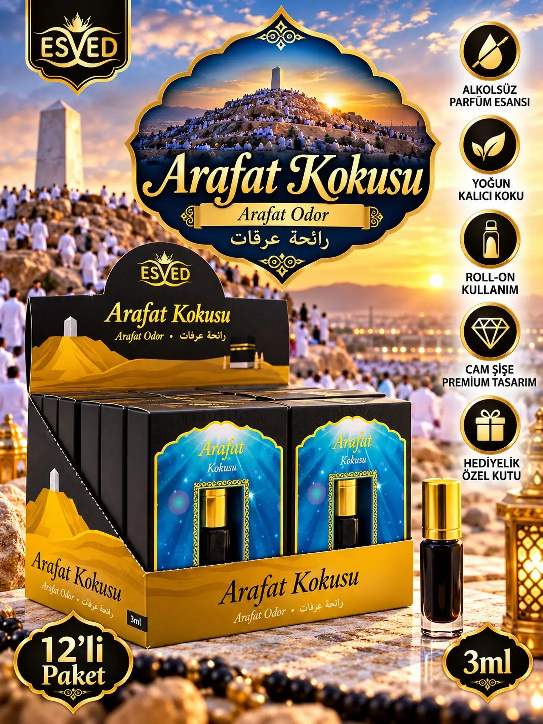 Arafat Kokusu Alkolsüz Esans 3ml 12li Paket