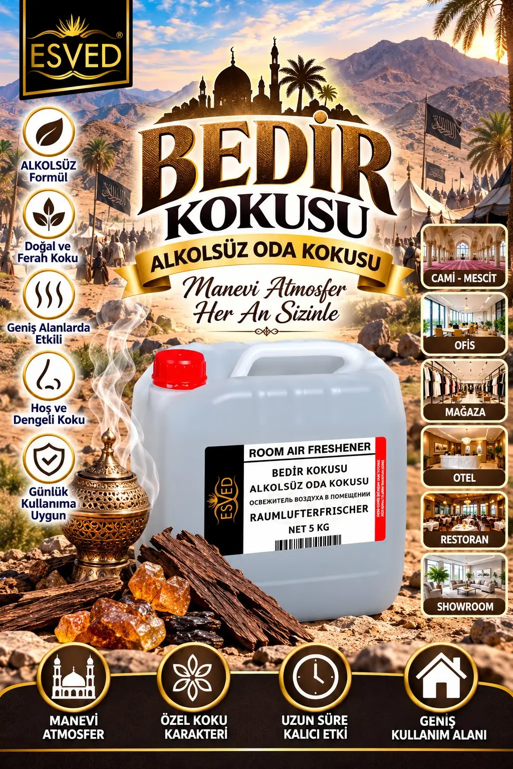 Bedir Kokusu Alkolsüz Ofis Ve işyeri Kokusu 5 Litre