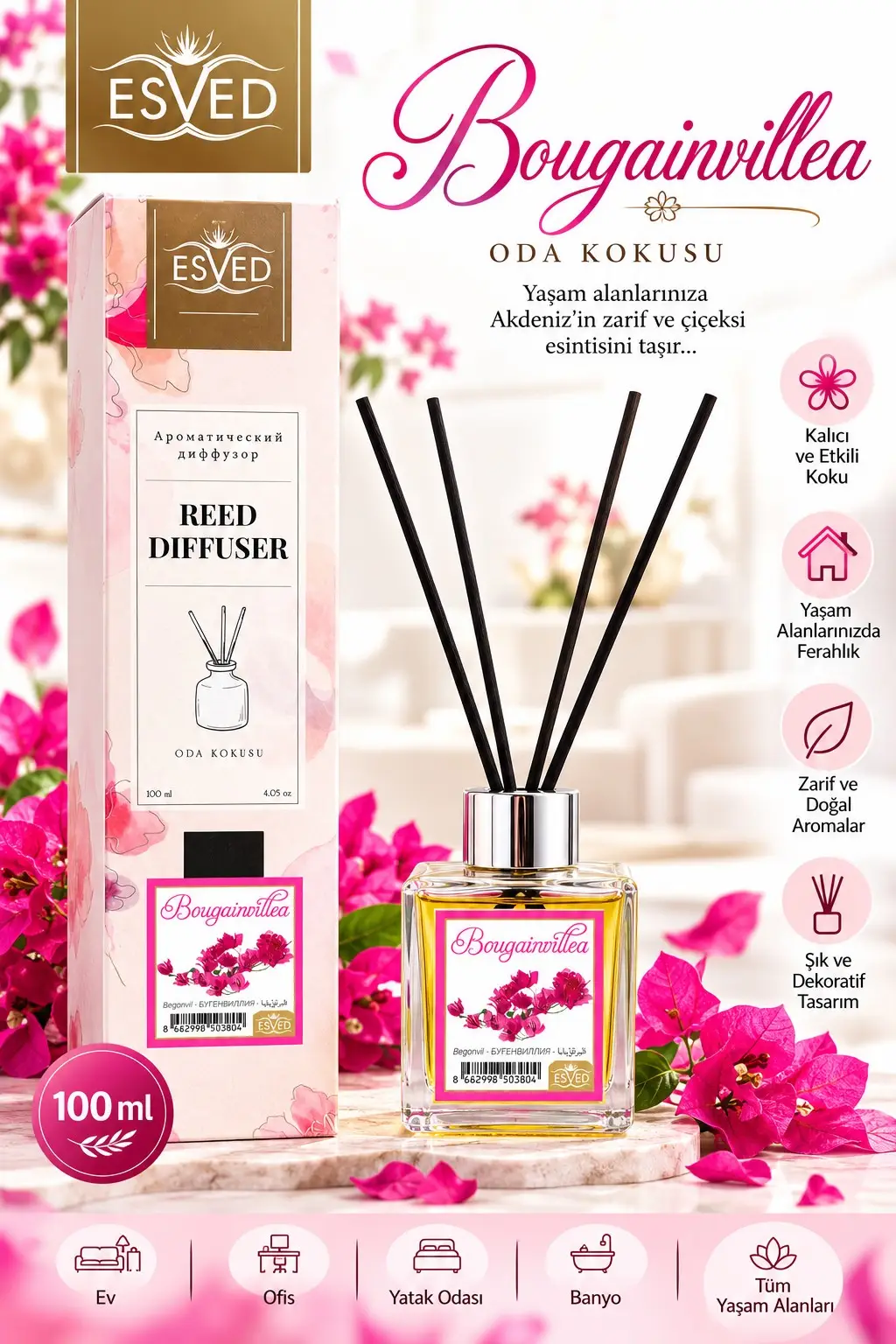 Begonvil Çiçeği Kokusu 100 Ml Çubuklu Oda Kokusu