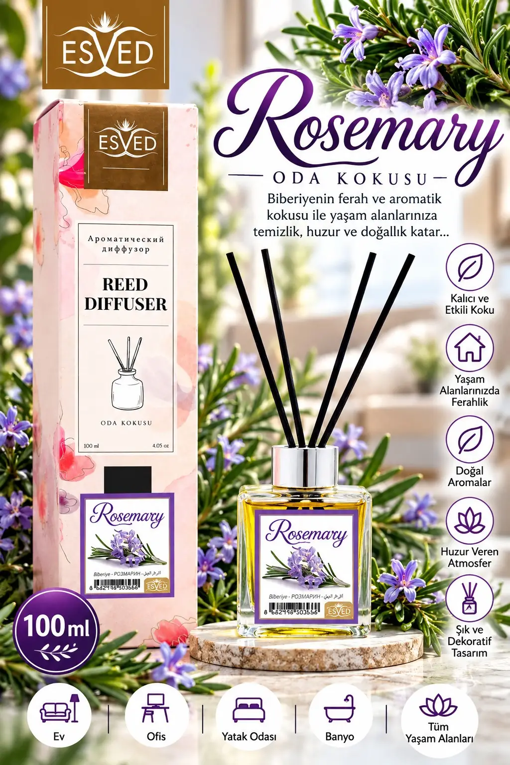 Biberiye Kokusu 100 Ml Çubuklu Oda Kokusu