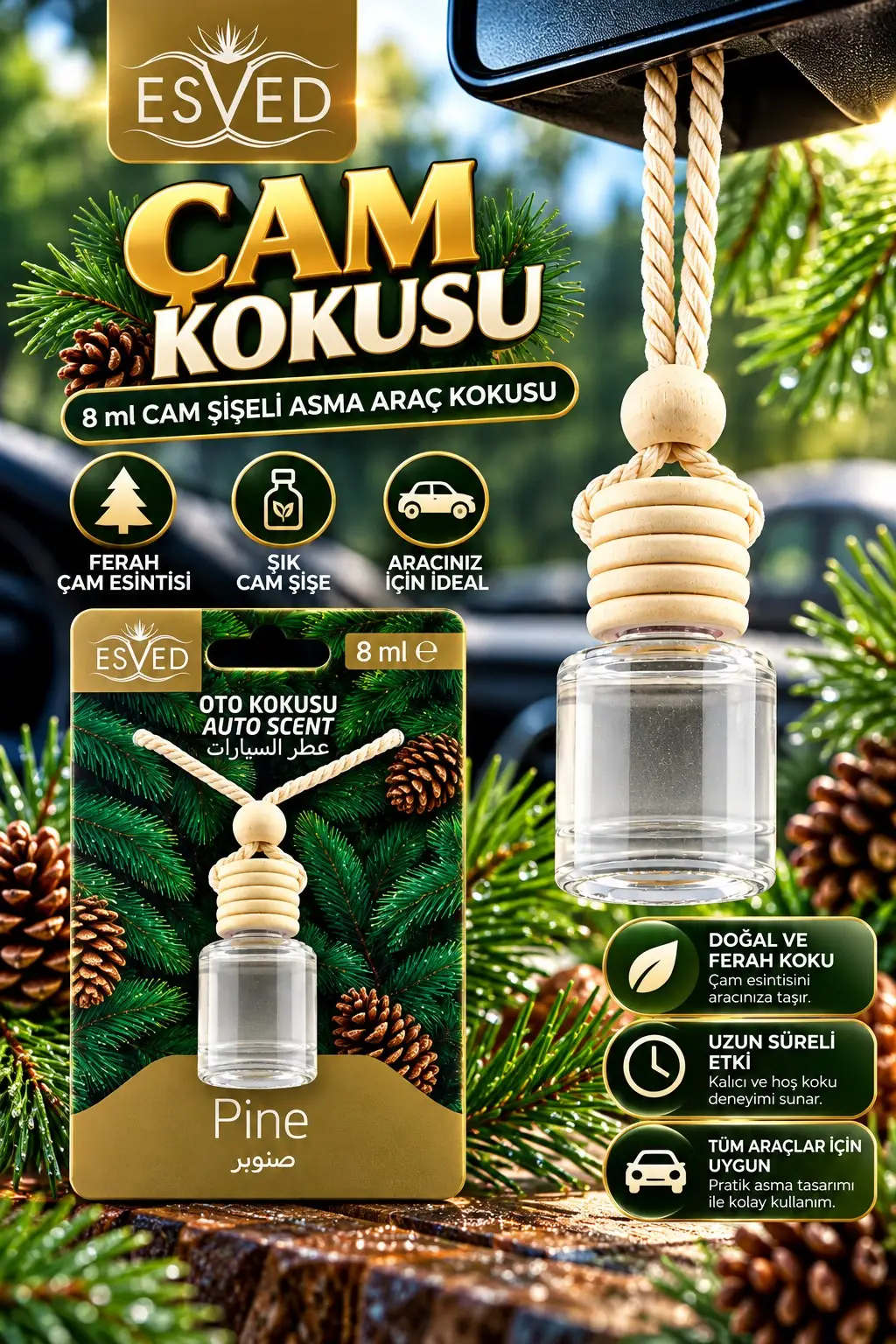 Çam Kokusu 8 Ml Araba Kokusu Cam Şişe Çam Kokusu 8 Ml Araba Kokusu Cam Şişe