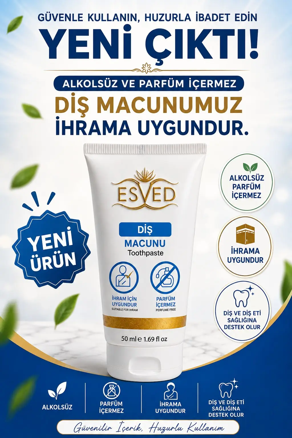 Esved Kokusuz ve Alkolsüz Diş Macunu 50 ML Tüp