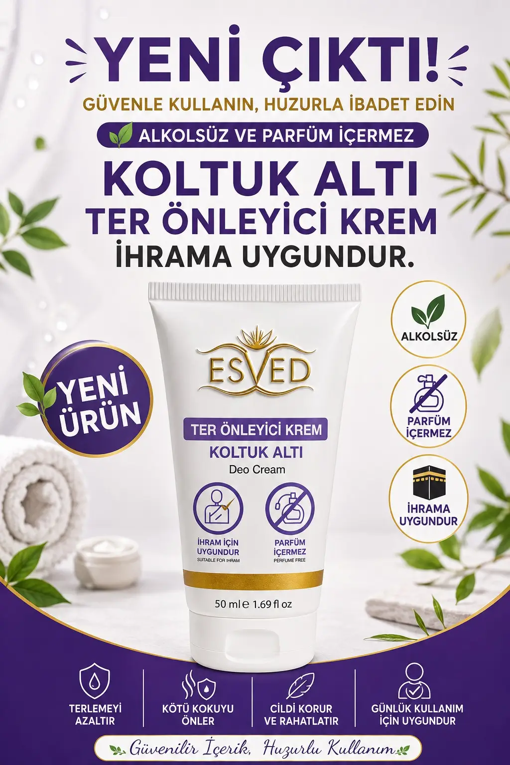 Esved Kokusuz ve Alkolsüz Ter Önleyici Koltuk Altı Deo 50 ML Tüp