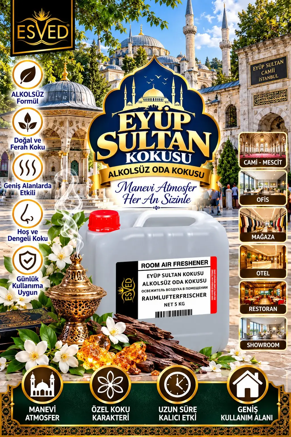 Eyüp Sultan Kokusu Alkolsüz Ofis Ve işyeri Kokusu 5 Litre