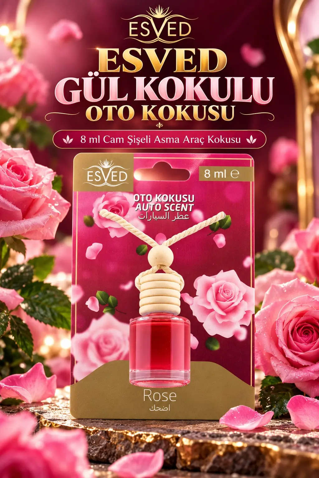 Gül Kokusu 8 Ml Araba Kokusu Cam Şişe Gül Kokusu 8 Ml Araba Kokusu Cam Şişe