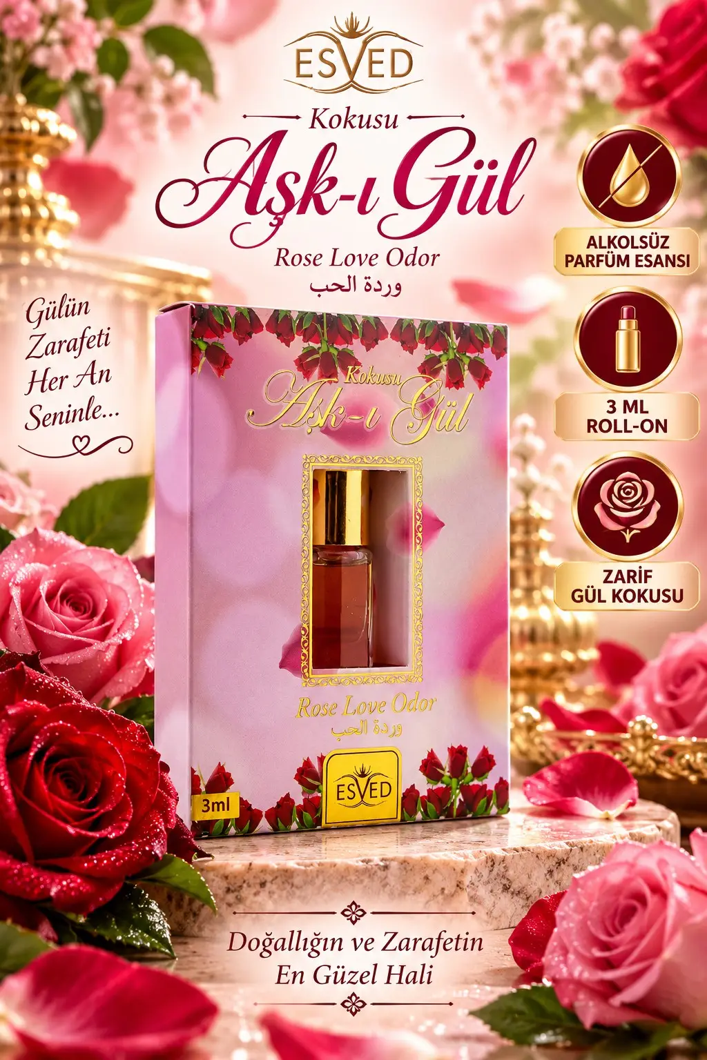Gül Kokusu Alkolsüz Esans 3ml