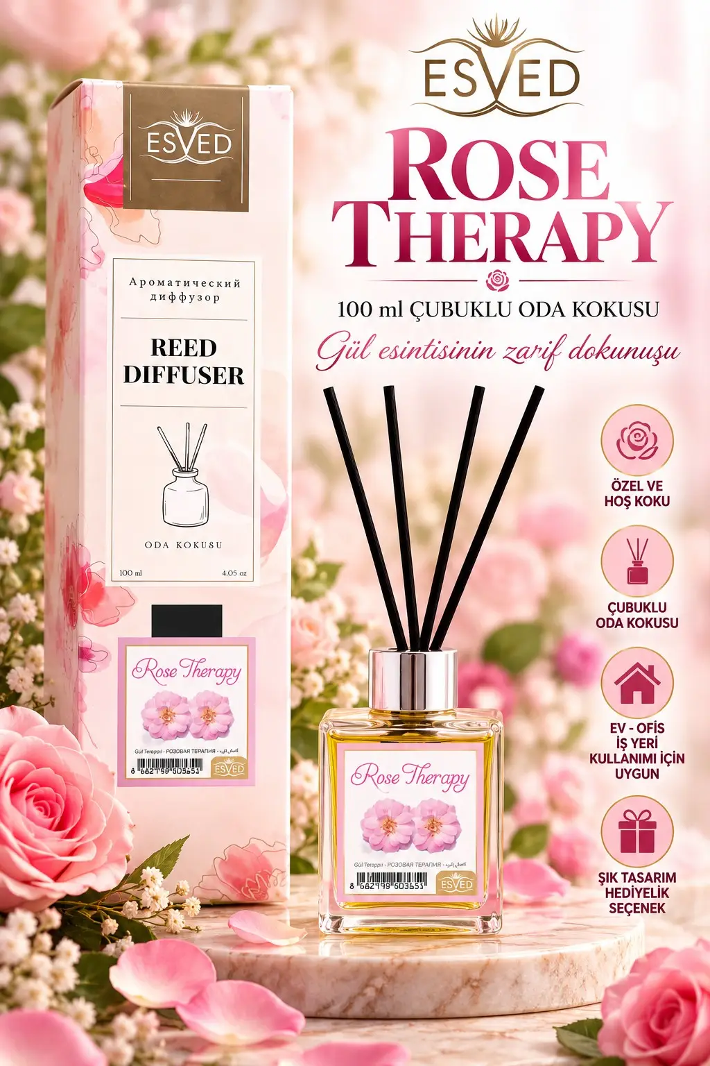 Gül Terapisi Kokusu 100 Ml Çubuklu Oda Kokusu