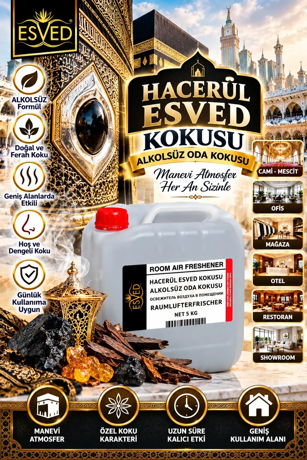 Hacerül Esved Kokusu Alkolsüz Ofis Ve işyeri Kokusu 5 Litre