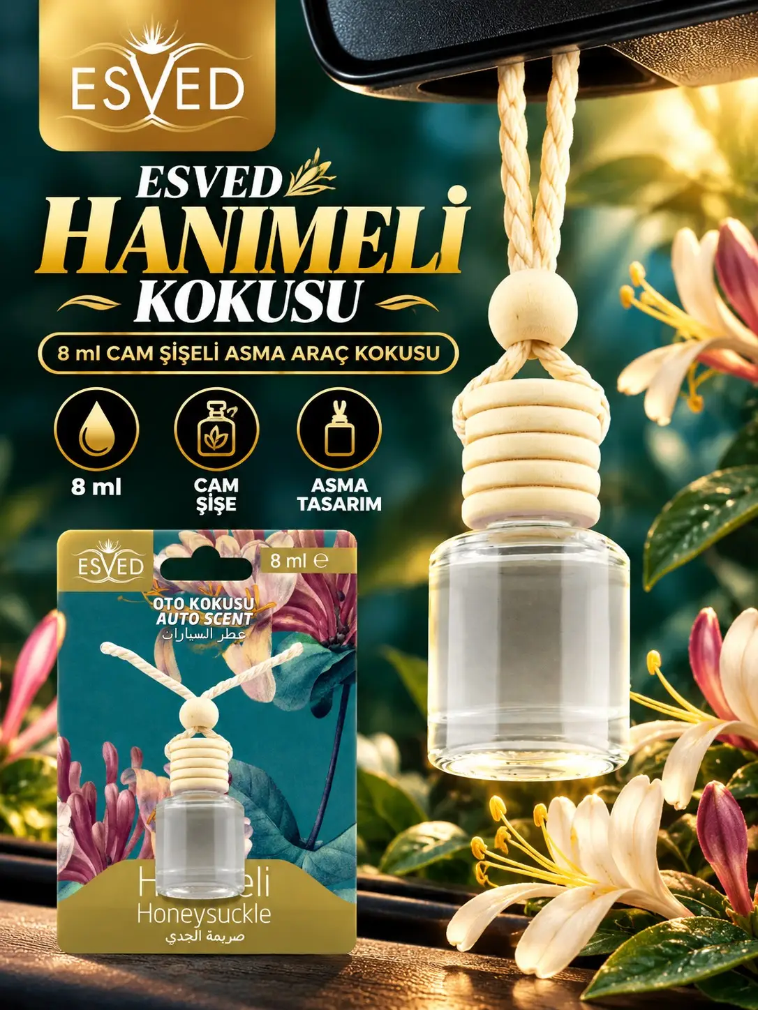 Hanımeli Kokusu 8 Ml Araba Kokusu Cam Şişe Hanımeli Kokusu 8 Ml Araba Kokusu Cam Şişe