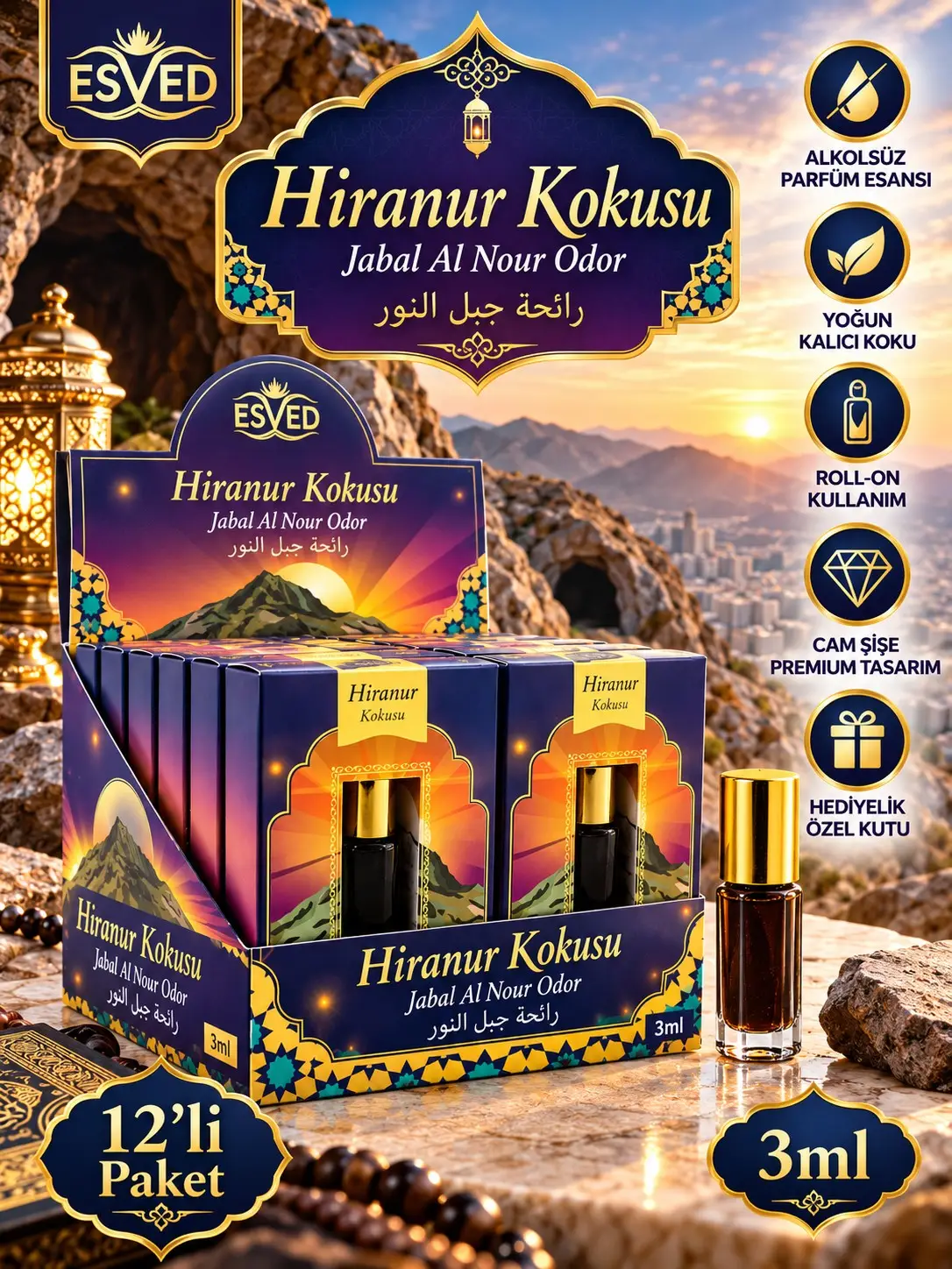 Hiranur Kokusu Alkolsüz Esans 3ml 12li Paket
