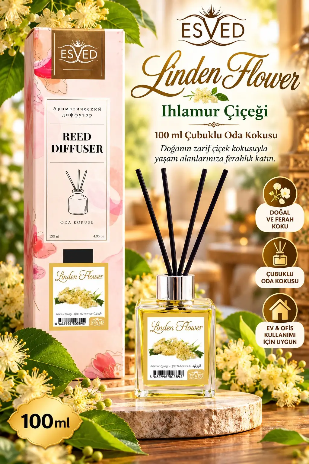 Ihlamur Çiçeği Kokusu 100 Ml Çubuklu Oda Kokusu