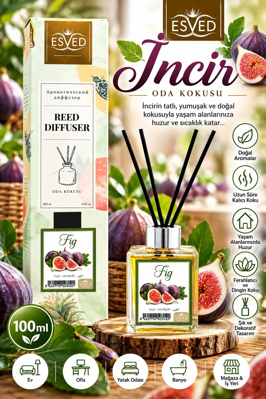 İncir Kokusu 100 Ml Çubuklu Oda Kokusu İncir Kokusu 100 Ml Çubuklu Oda Kokusu