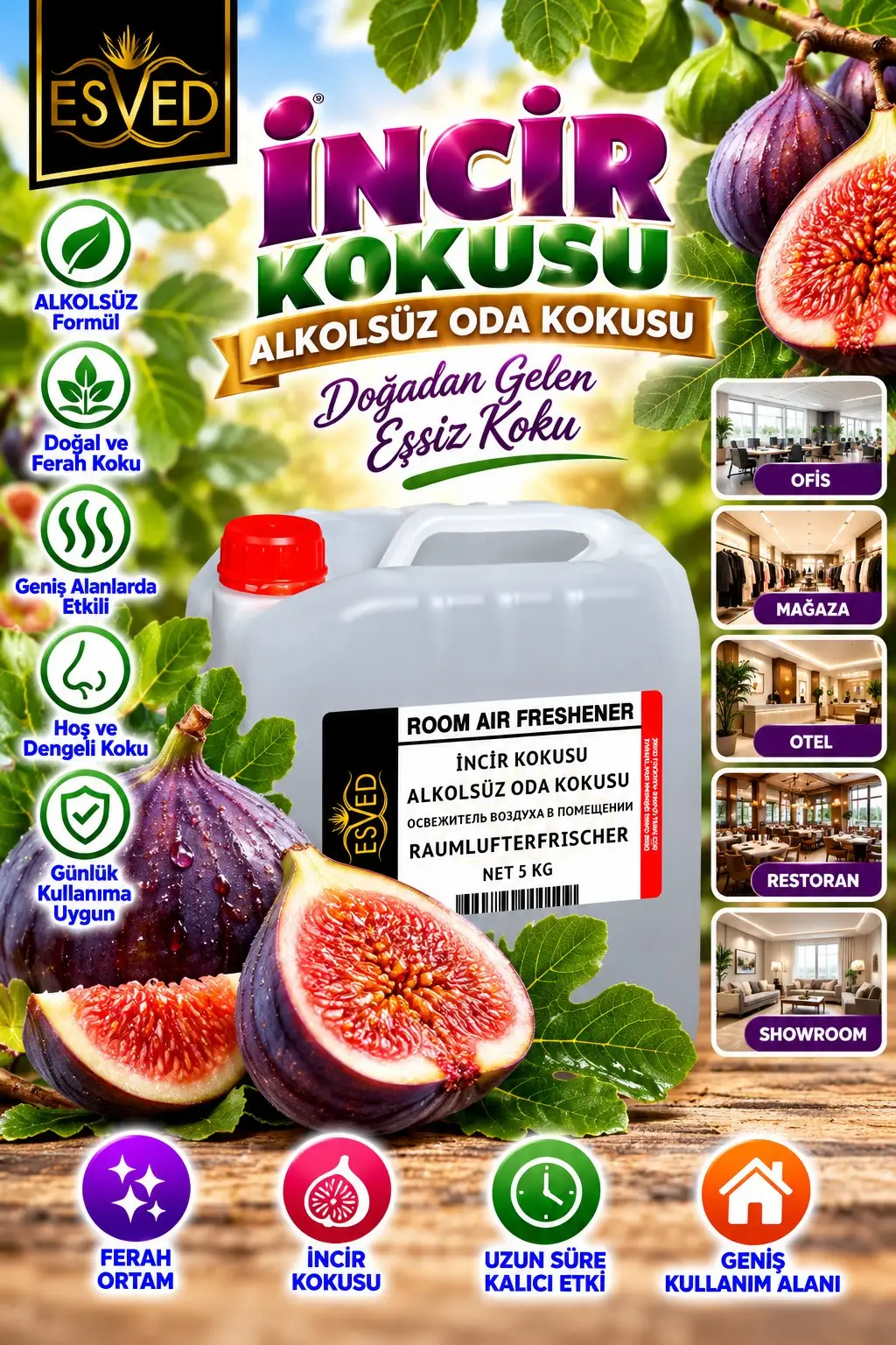 İncir Kokusu Alkolsüz Ofis Ve işyeri Kokusu 5 Litre