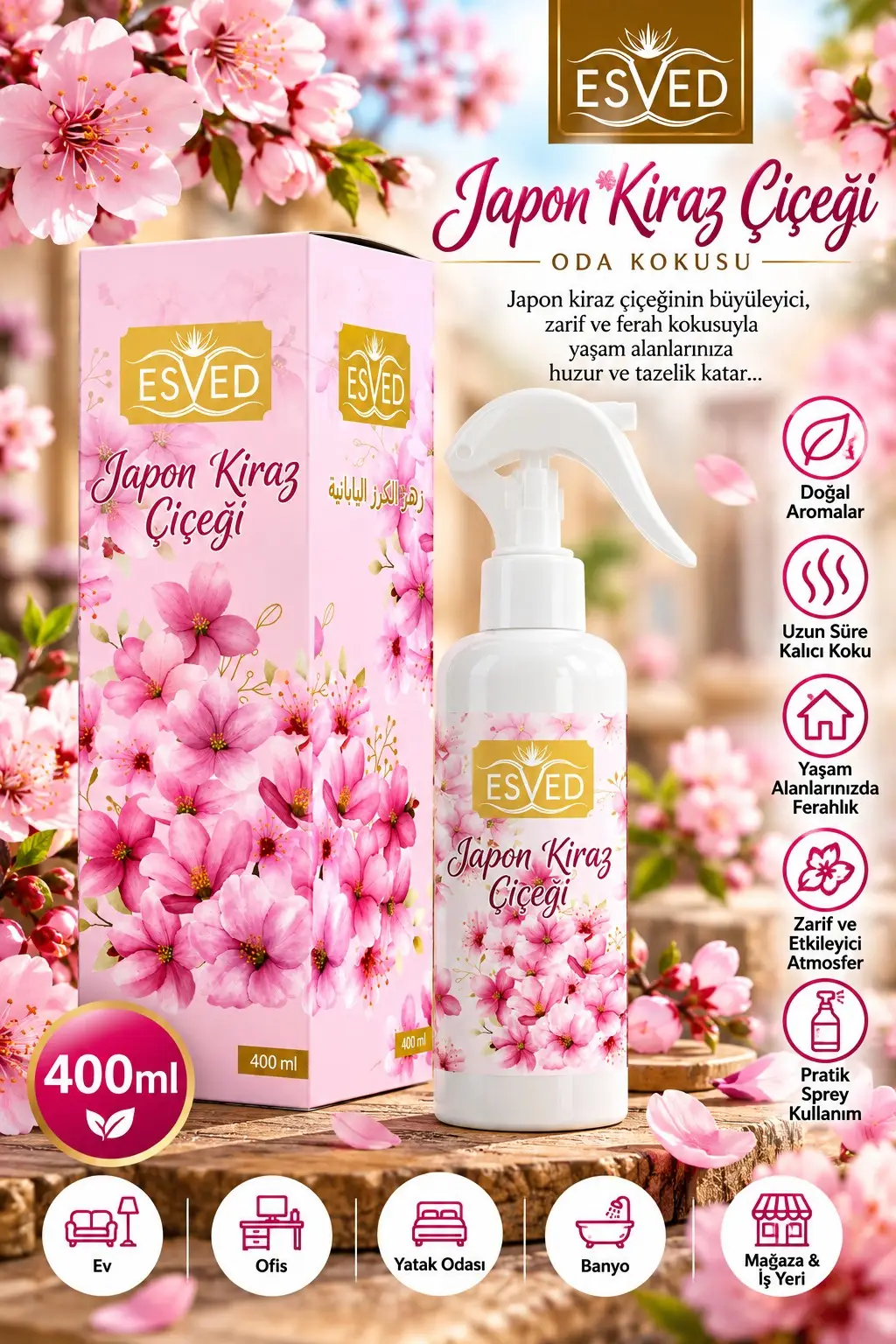 Japon Kiraz Çiçeği Kokusu Sprey 400Ml.
