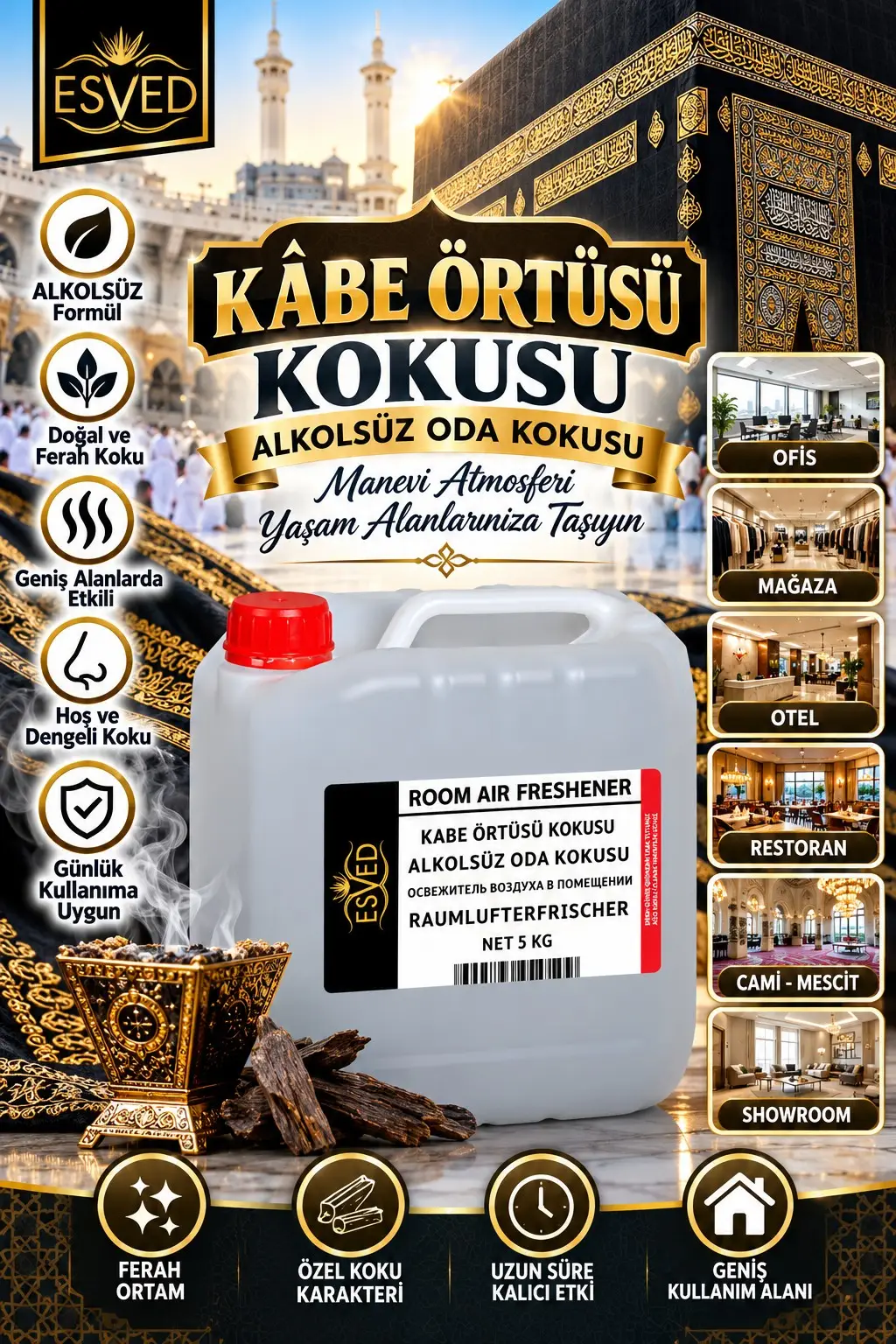 Kabe Örtüsü Kokusu Alkolsüz Ofis Ve işyeri Kokusu 5 Litre