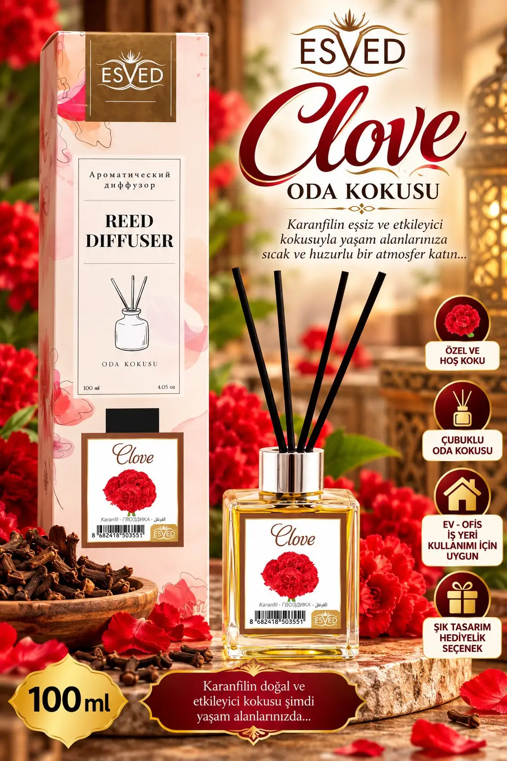 Karanfil Kokusu 100 Ml Çubuklu Oda Kokusu