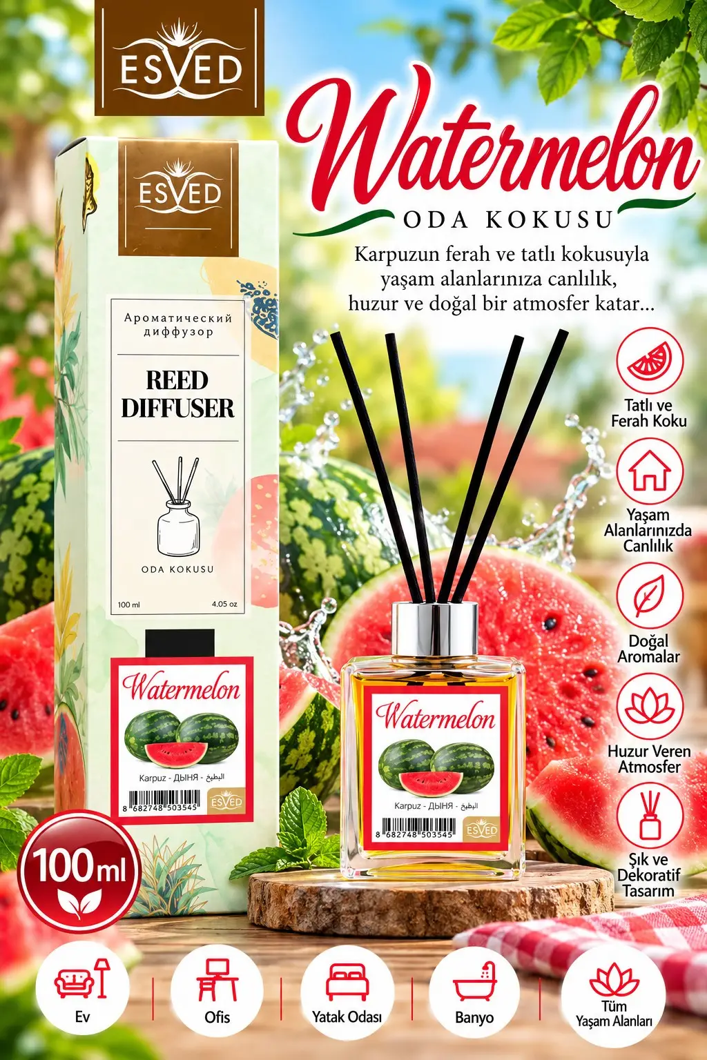 Karpuz Kokusu 100 Ml Çubuklu Oda Kokusu Karpuz Kokusu 100 Ml Çubuklu Oda Kokusu