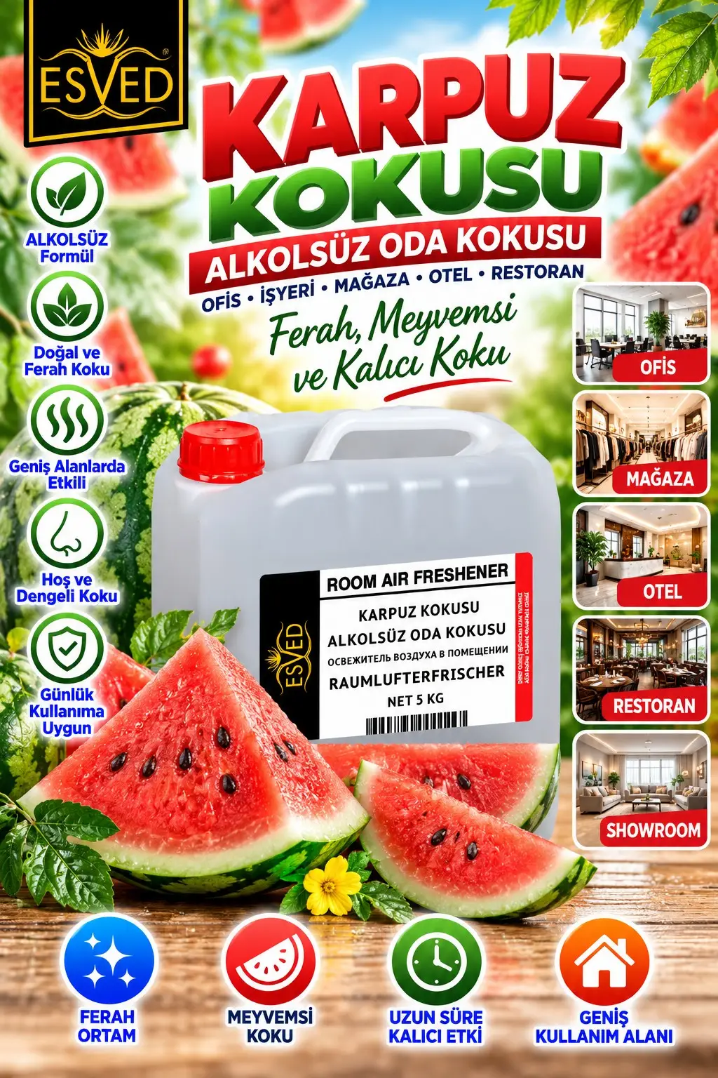 Karpuz Kokusu Alkolsüz Ofis Ve işyeri Kokusu 5 Litre