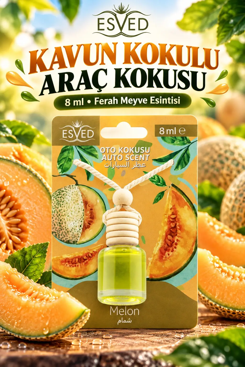 Kavun Kokusu 8 Ml Araba Kokusu Cam Şişe
