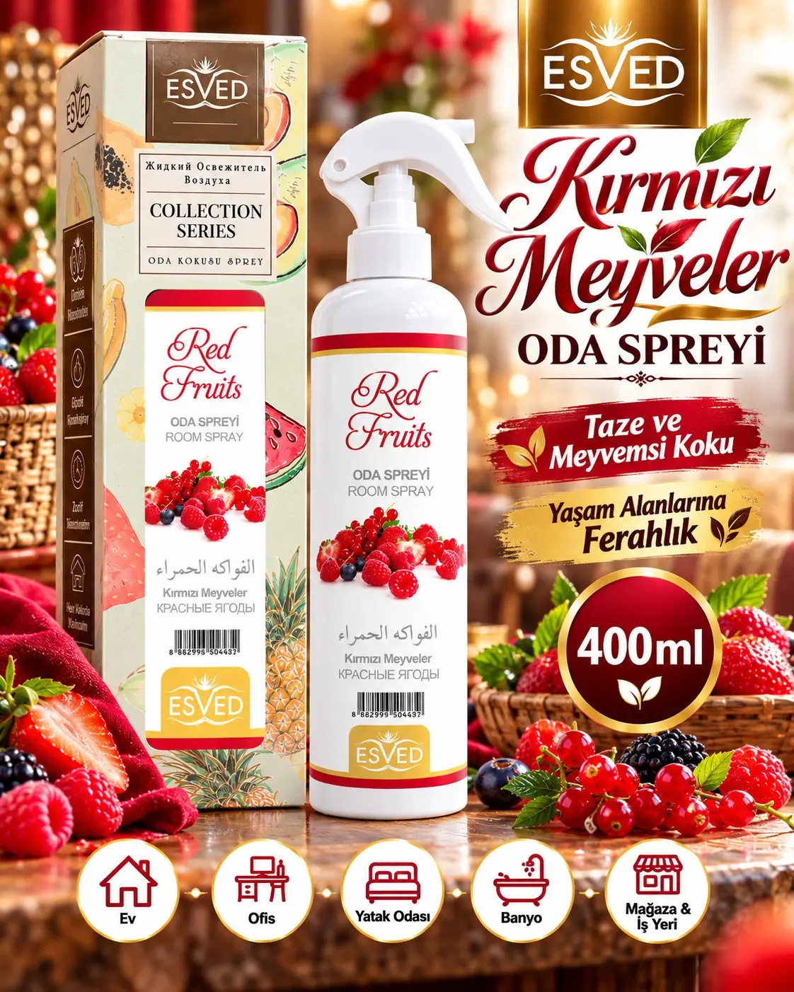 Kırmızı Meyveler Kokusu Sprey 400Ml. Kırmızı Meyveler Kokusu Sprey 400Ml.