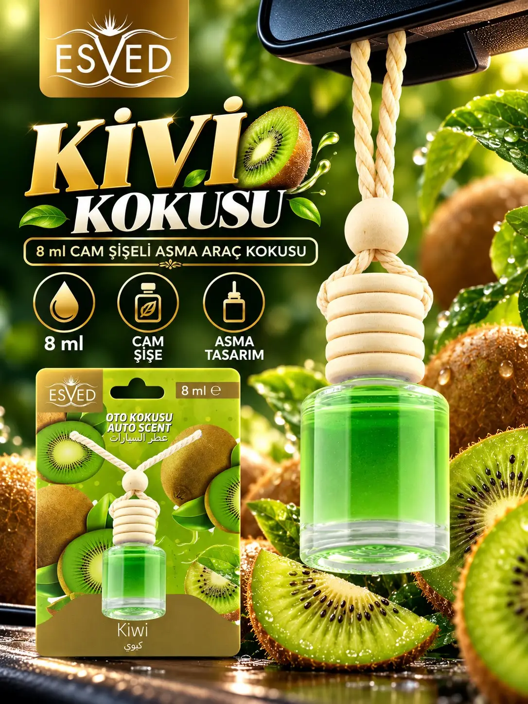 Kivi Kokusu 8 Ml Araba Kokusu Cam Şişe