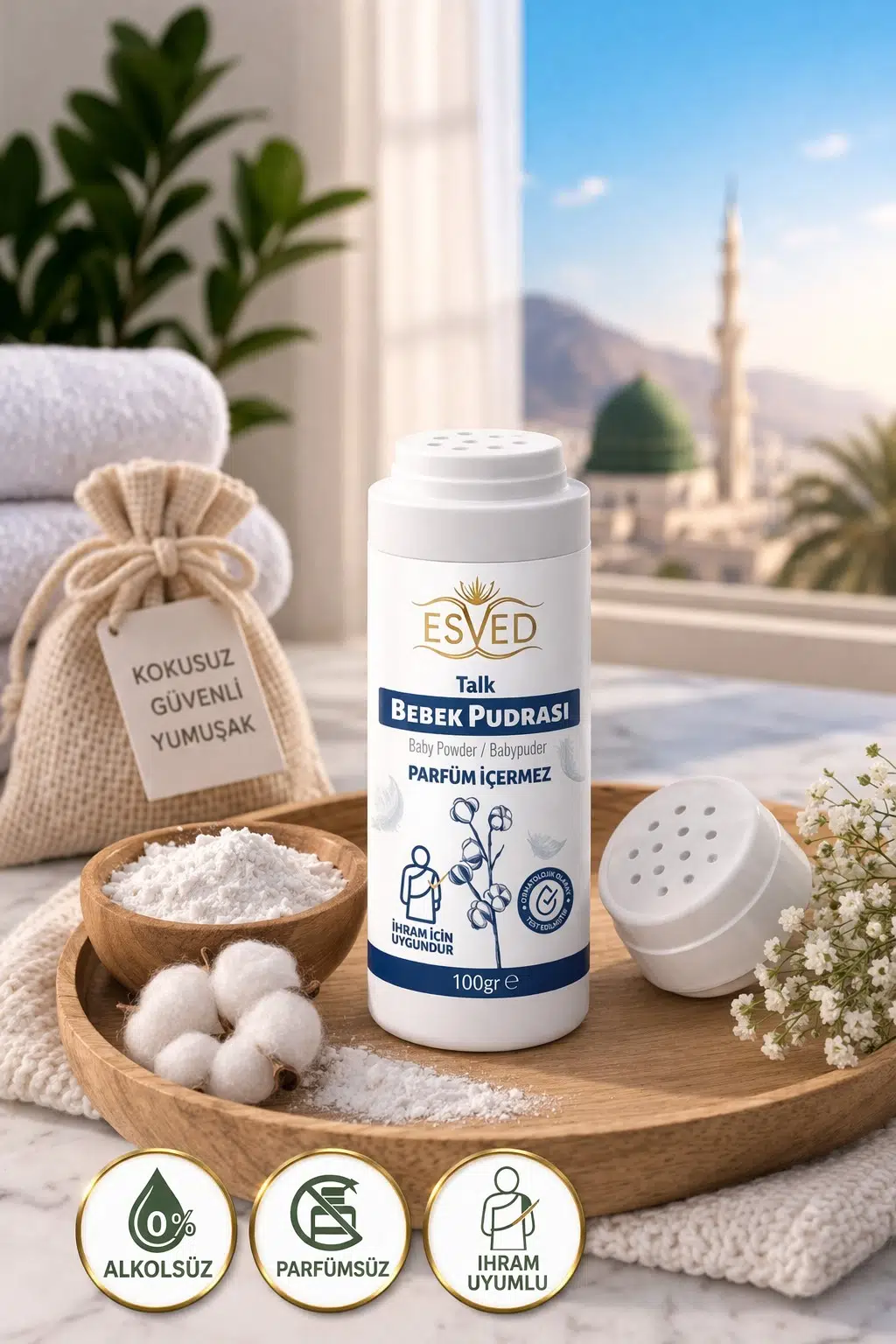 Kokusuz Pudra ihram için pudra umre pudra Hac pudra 100 g