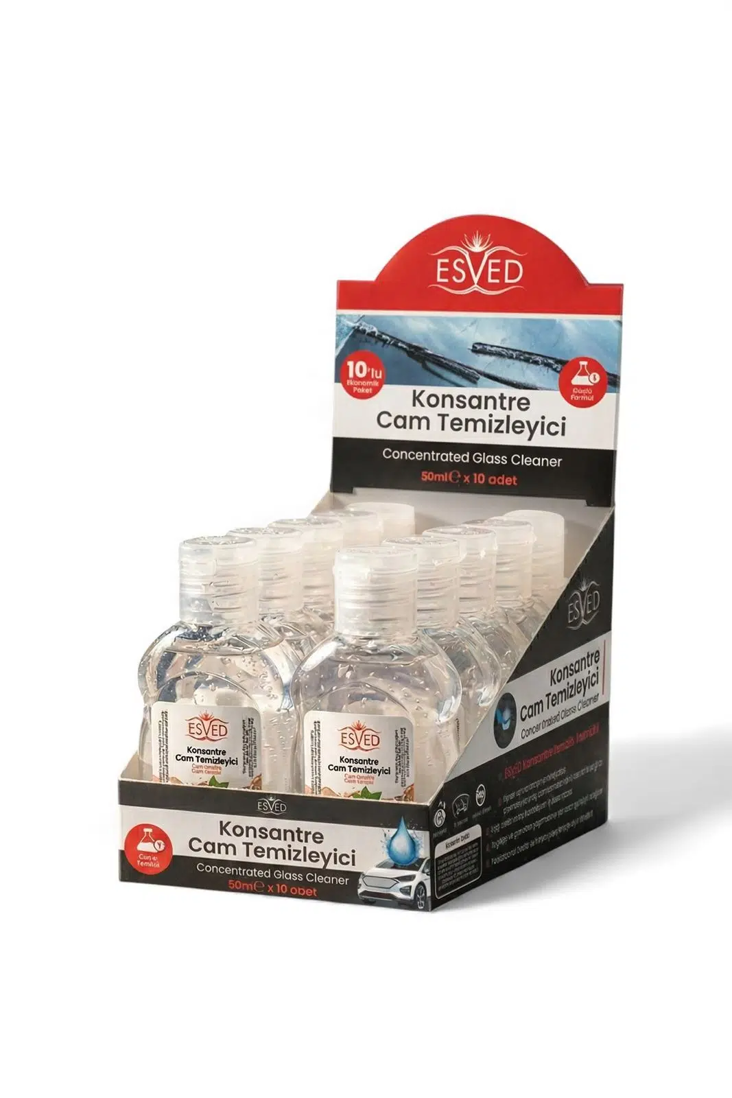 Konsantre Cam Temizleme Sabunu Çam Parfümlü 50 ml 10 adet Konsantre Cam Temizleme Sabunu Çam Parfümlü 50 ml 10 adet