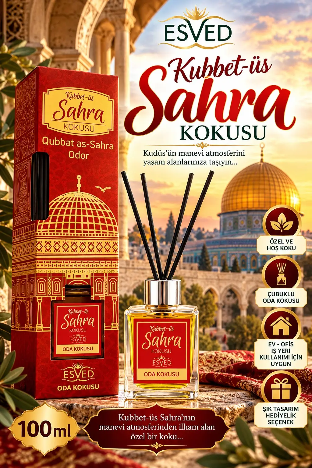 Kubbetüs Sahra Kokusu 100 Ml Çubuklu Oda Kokusu