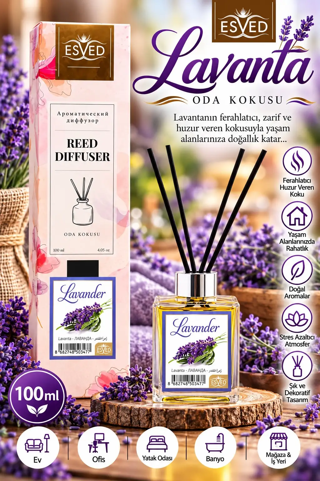 Lavanta Kokusu 100 Ml Çubuklu Oda Kokusu