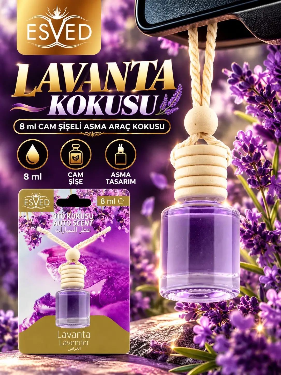 Lavanta Kokusu 8 Ml Araba Kokusu Cam Şişe Lavanta Kokusu 8 Ml Araba Kokusu Cam Şişe