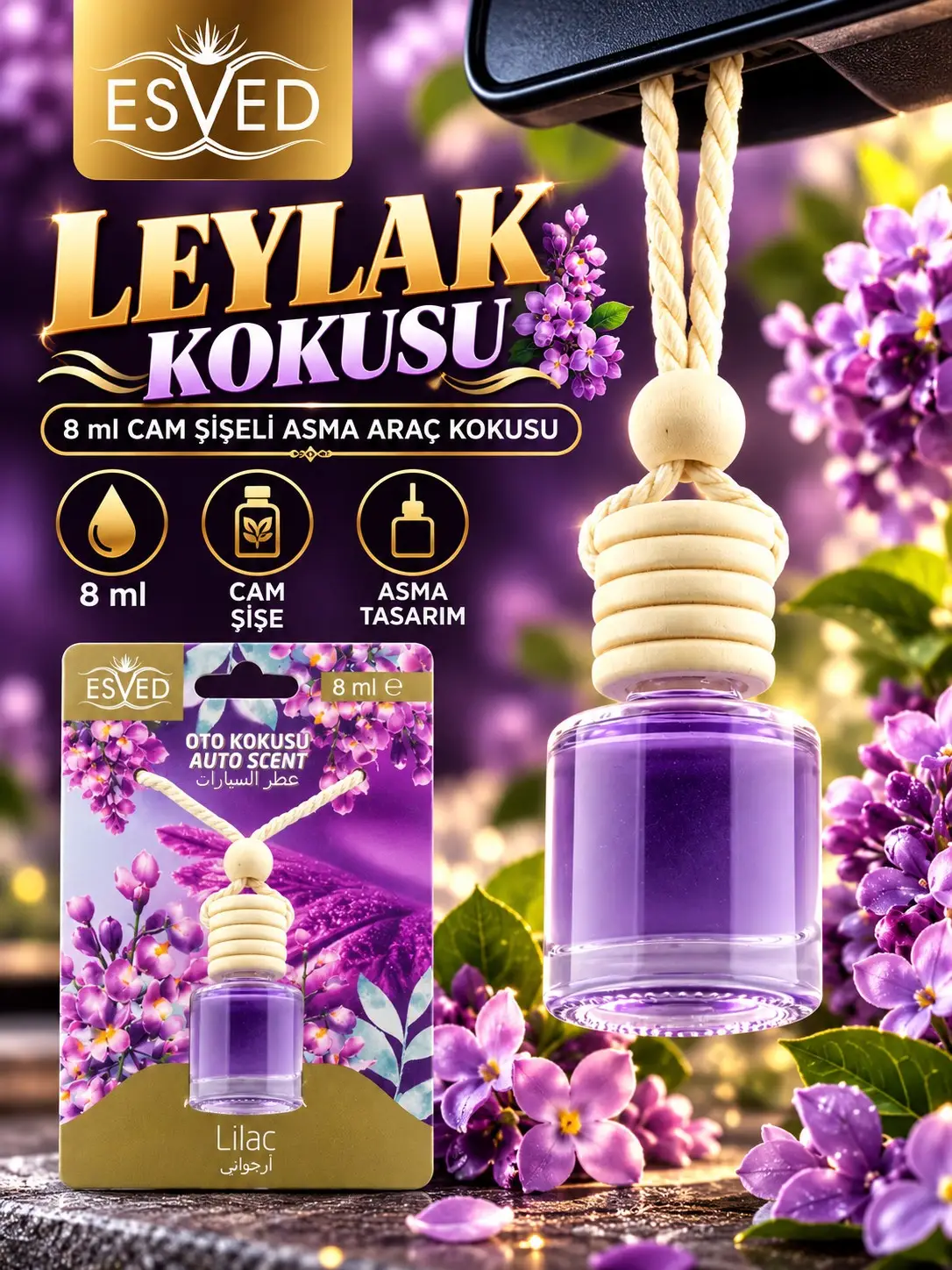 Leylak Kokusu 8 Ml Araba Kokusu Cam Şişe