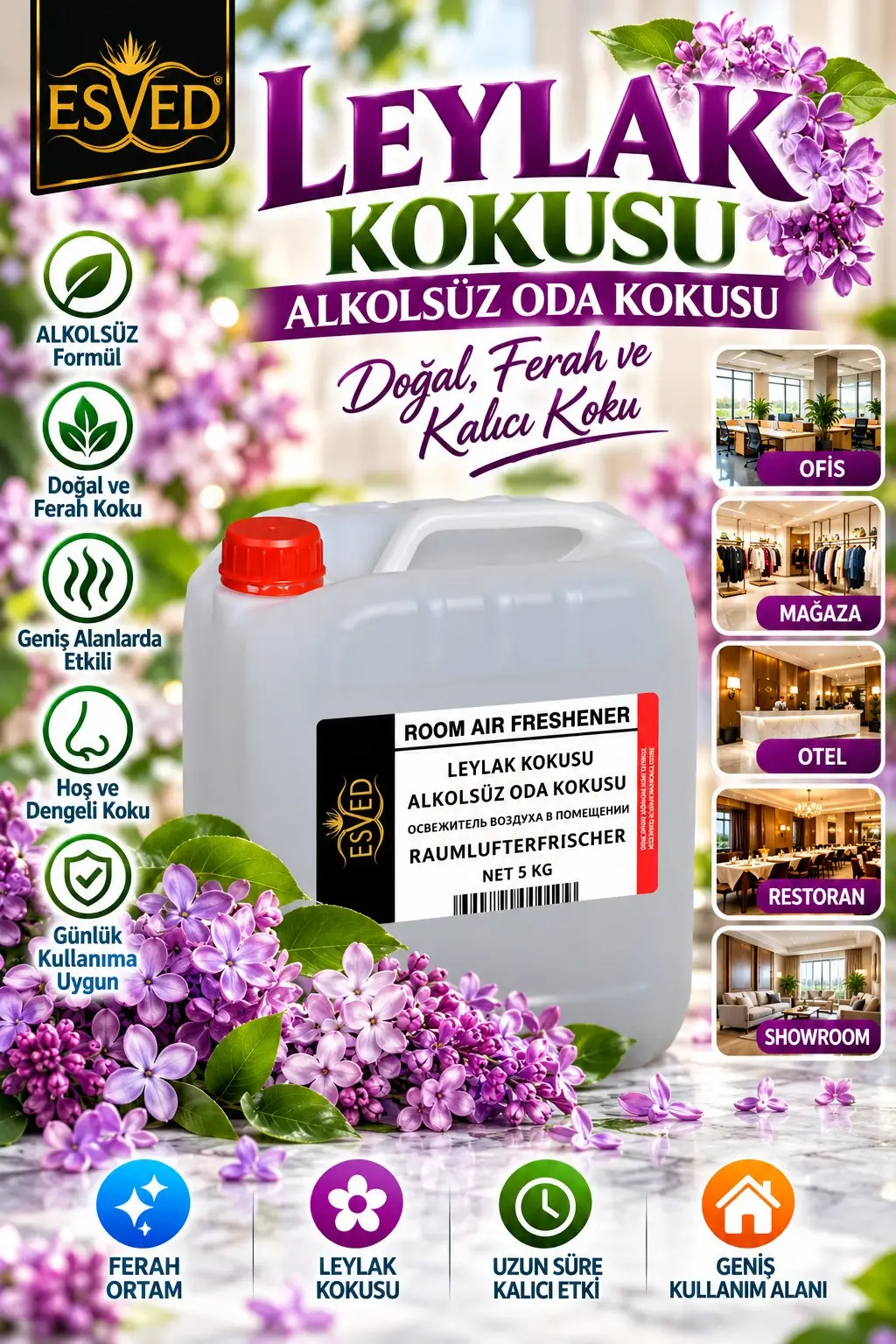 Leylak Kokusu Alkolsüz Ofis Ve işyeri Kokusu 5 Litre