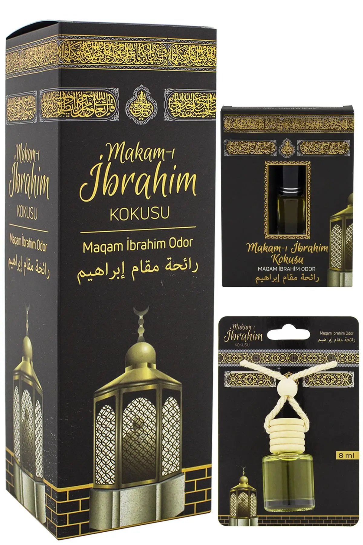Makamı İbrahim Kokusu 400ml Sprey Ve Makamı İbrahim Kokusu 8 Ml Araba Kokusu Cam Şişe Ve Makamı İbrahim Alkolsüz Esans 3Ml