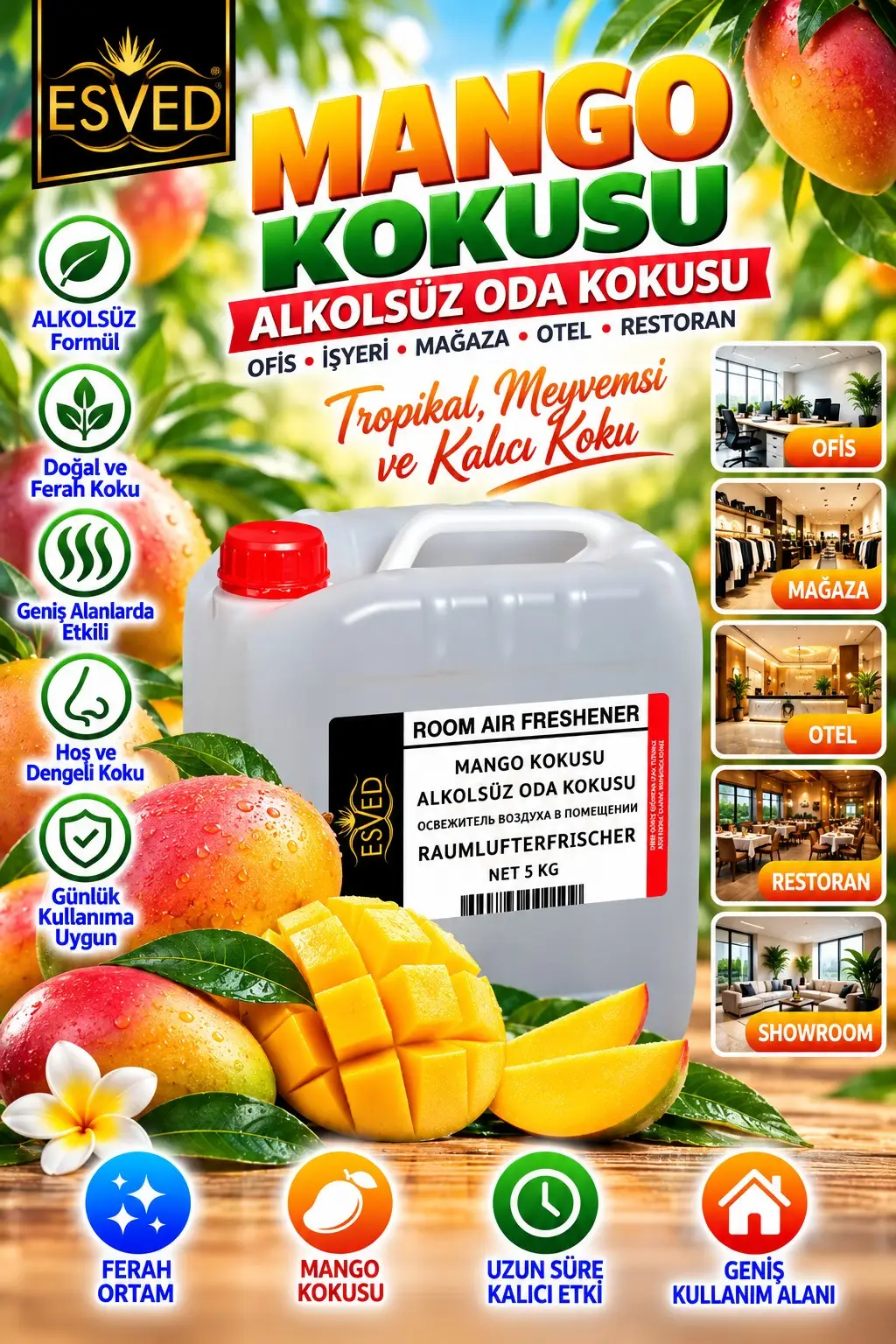 Mango Kokusu Alkolsüz Ofis Ve işyeri Kokusu 5 Litre