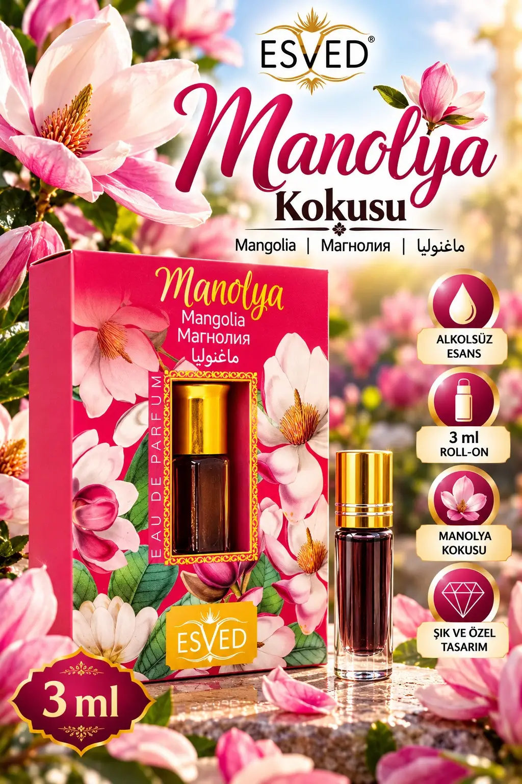 Manolya Kokusu Parfüm Esansı Alkolsüz Esans 3Ml.