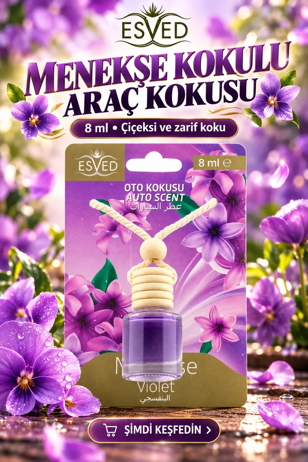Menekşe Kokusu 8 Ml Araba Kokusu Cam Şişe Menekşe Kokusu 8 Ml Araba Kokusu Cam Şişe