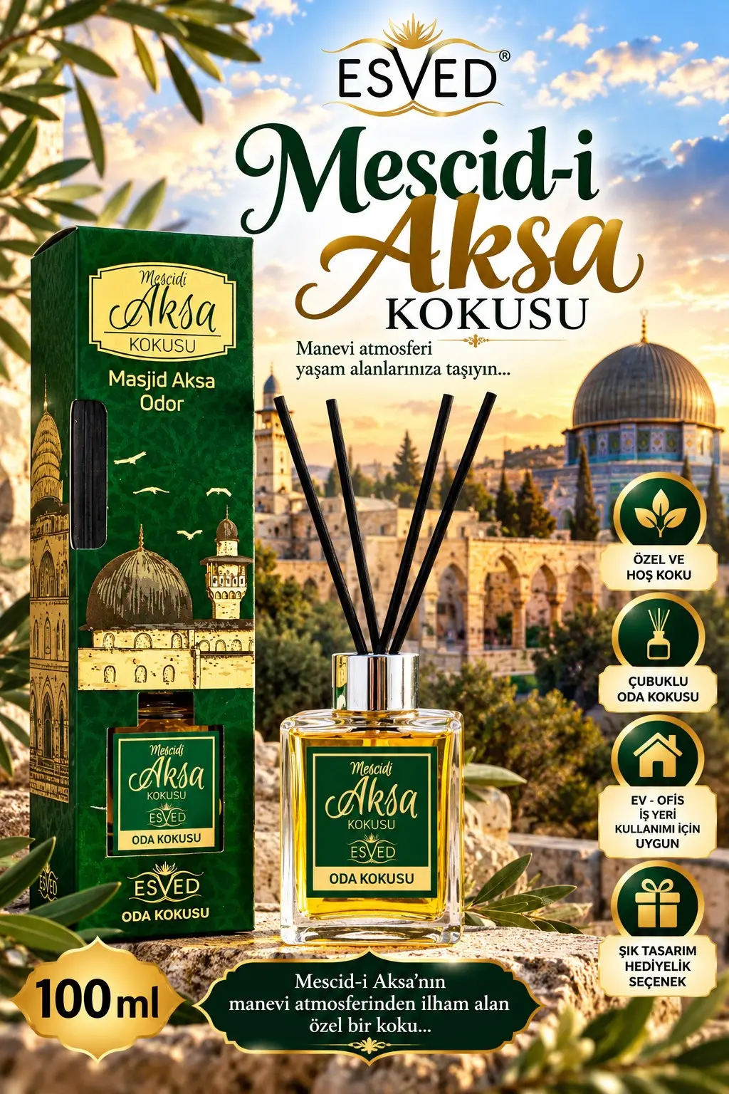 Mescidi Aksa Kokusu 100 Ml Çubuklu Oda Kokusu