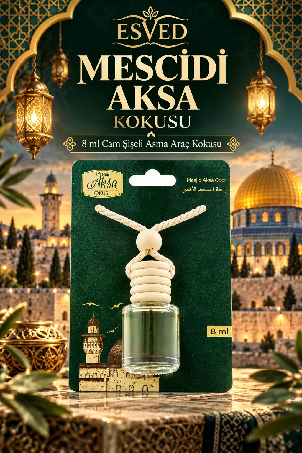 Mescidi Aksa Kokusu 8 Ml Araba Kokusu Cam Şişe Mescidi Aksa Kokusu 8 Ml Araba Kokusu Cam Şişe