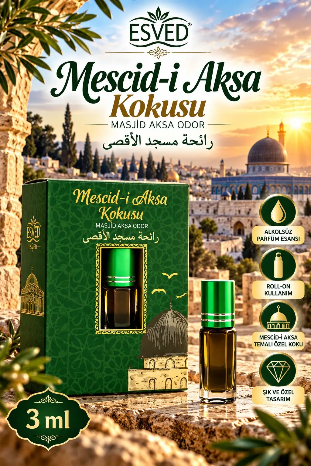 Mescidi Aksa Kokusu Alkolsüz Esans 3ml