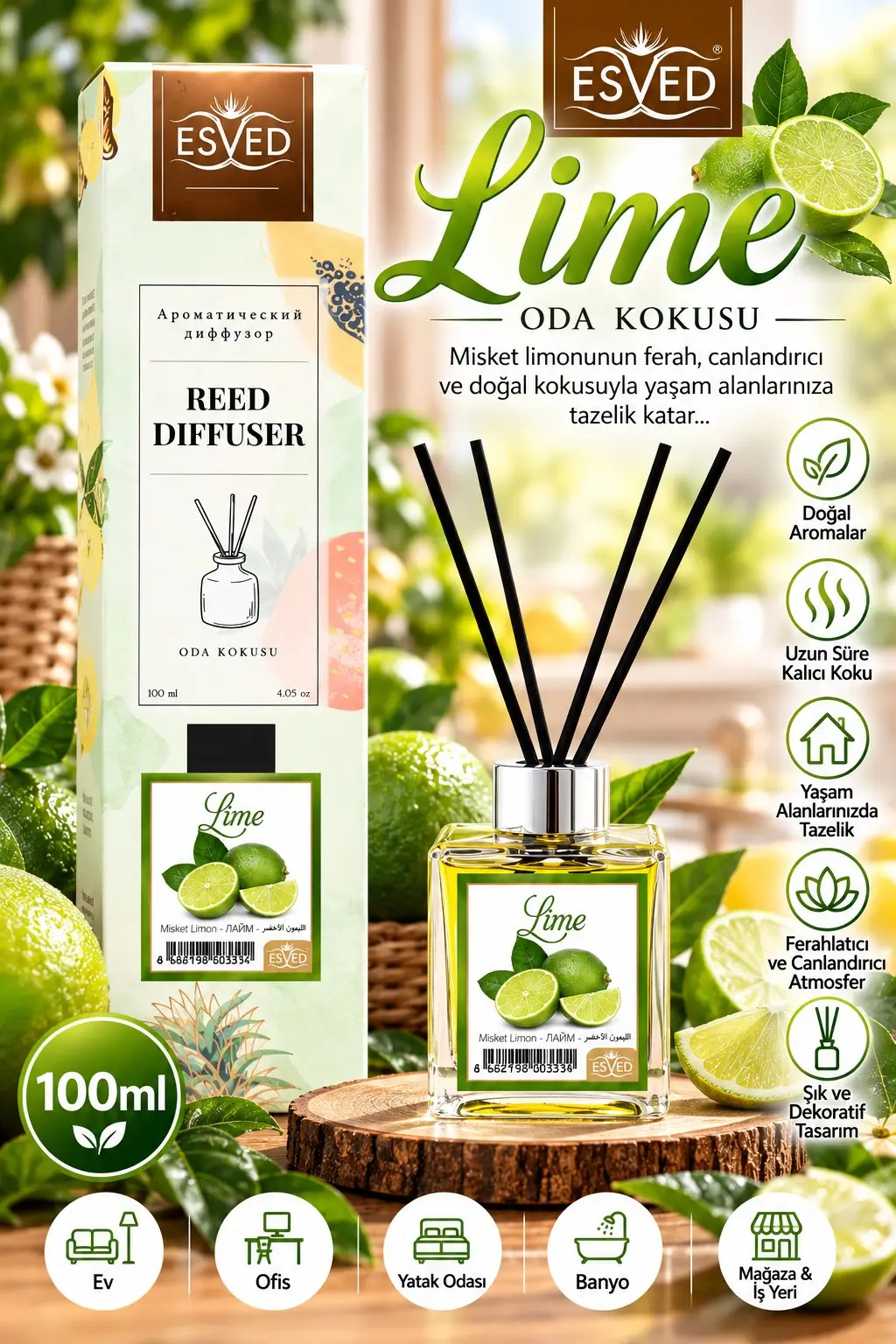 Misket Limonu Kokusu 100 Ml Çubuklu Oda Kokusu Misket Limonu Kokusu 100 Ml Çubuklu Oda Kokusu
