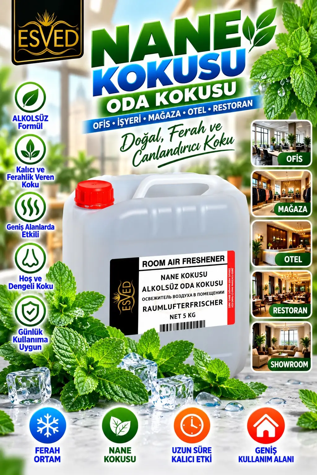 Nane Kokusu Alkolsüz Ofis Ve işyeri Kokusu 5 Litre