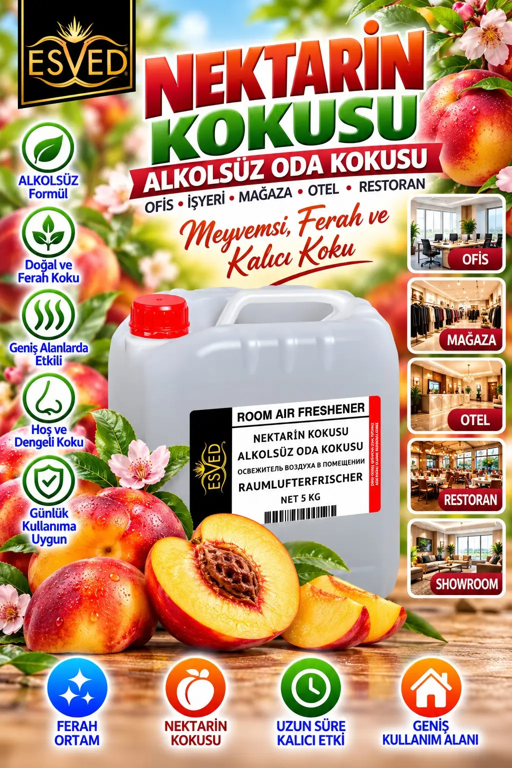 Nektarin Kokusu Alkolsüz Ofis Ve işyeri Kokusu 5 Litre