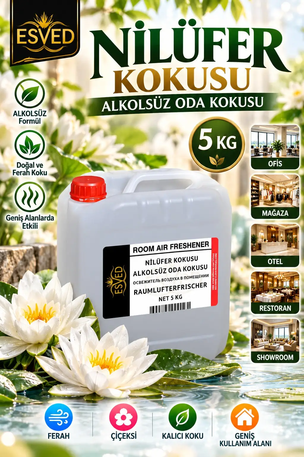 Nilüfer Kokusu Alkolsüz Ofis Ve işyeri Kokusu 5 Litre