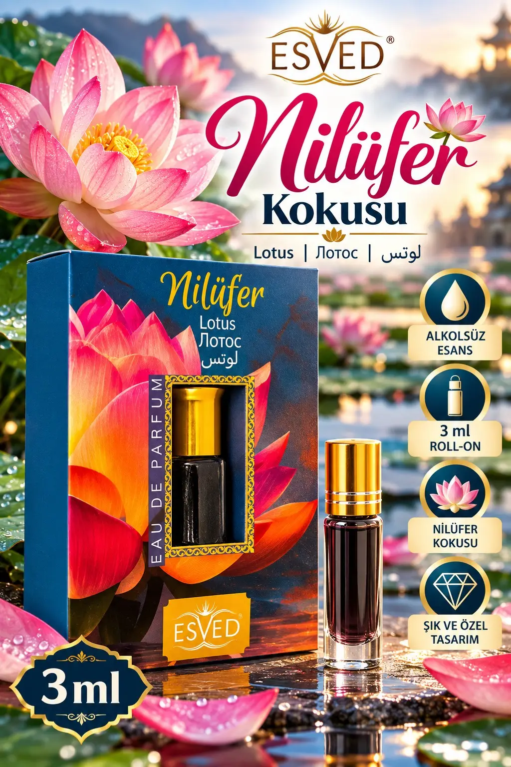 Nilüfer Kokusu Parfüm Esansı Alkolsüz Esans 3Ml.