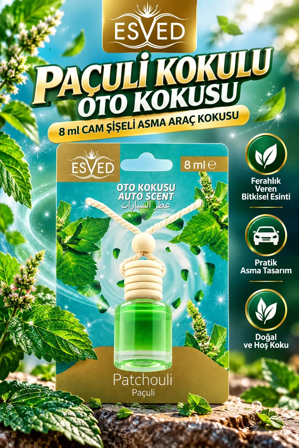 Paçuli Kokusu 8 Ml Araba Kokusu Cam Şişe Paçuli Kokusu 8 Ml Araba Kokusu Cam Şişe