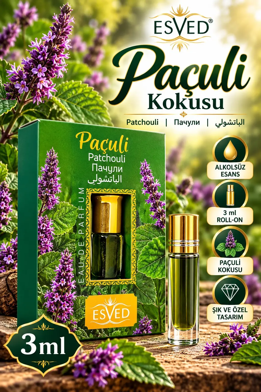 Paçuli Kokusu Parfüm esansı Alkolsüz Esans 3ml.